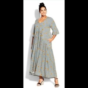 Loralette/Avenue Boho Gingham Sunflower Maxi Dress 26/28W